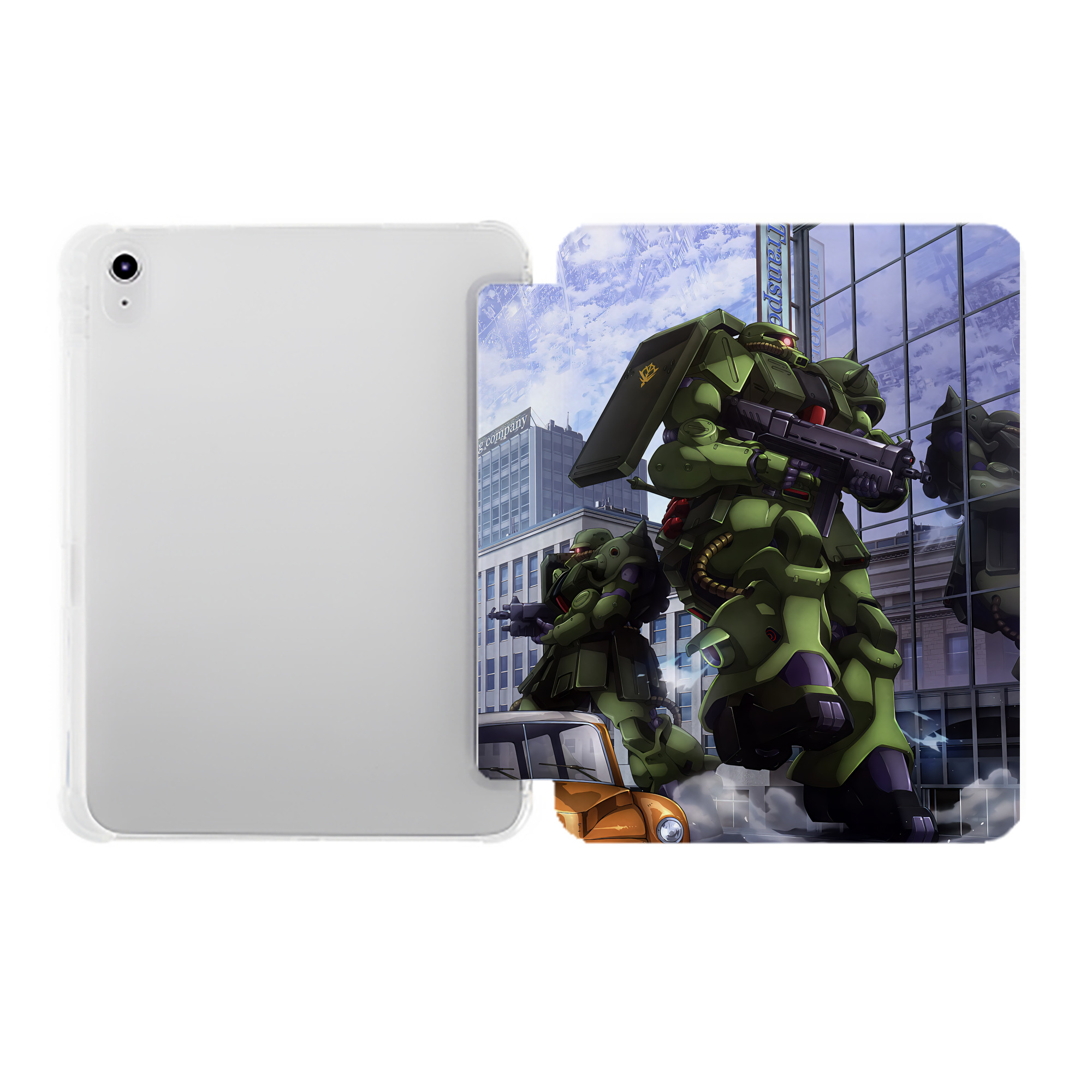 （画像用） 機動戦士ガンダム Mobile Suit Gundam IPad ケース ペン収納付き 三つ折りスタンド PUレザー×シリコン 対応機種9.5/10.5/10.9インチ